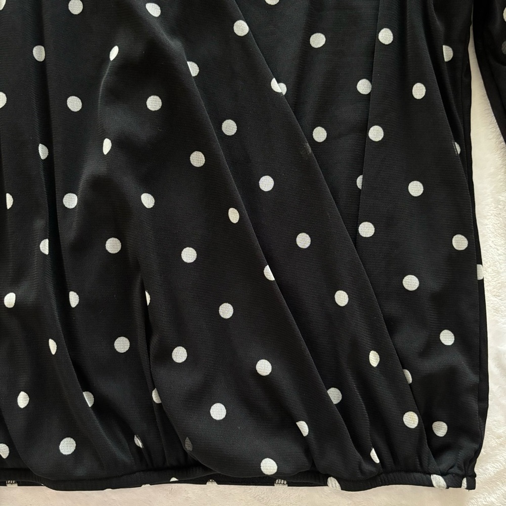 INC Long Sleeve Cold Shoulder Polka Dot Surplice Top--EUC--M - Picture 9 of 14